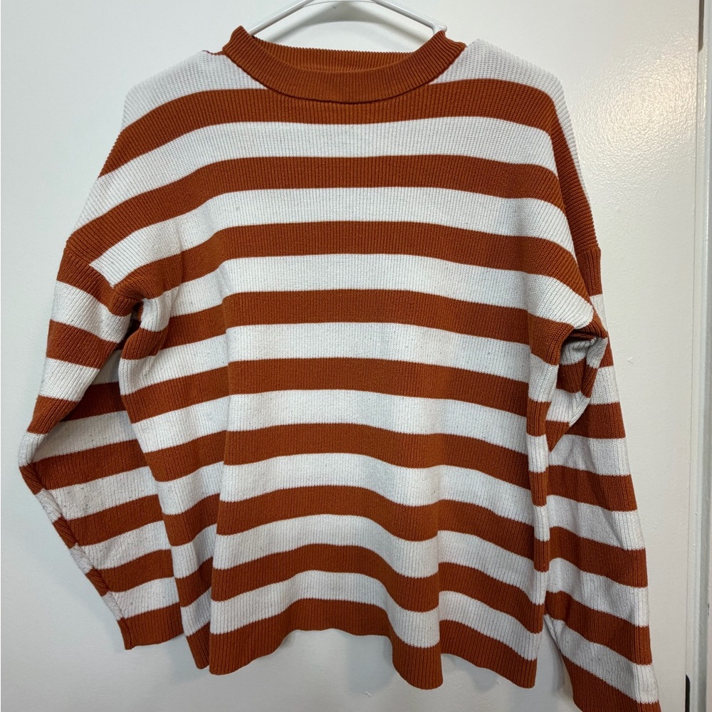 SHEIN Orange and White Striped Knit Top